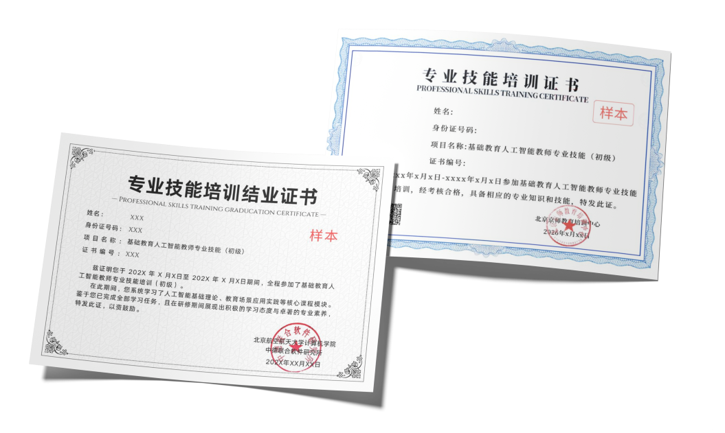 人工智能教师专业能力认证证书样例